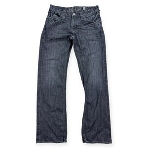 Guess Jeans Men's 31x32 Black Desmond Denim Whiskered Mid Rise Y2K